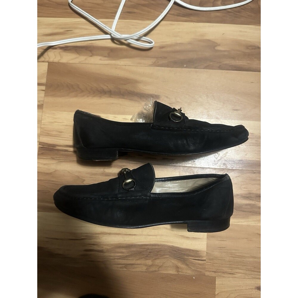 Men’s Vintage Suede Black Horsebit Leather Loafers Size 45D